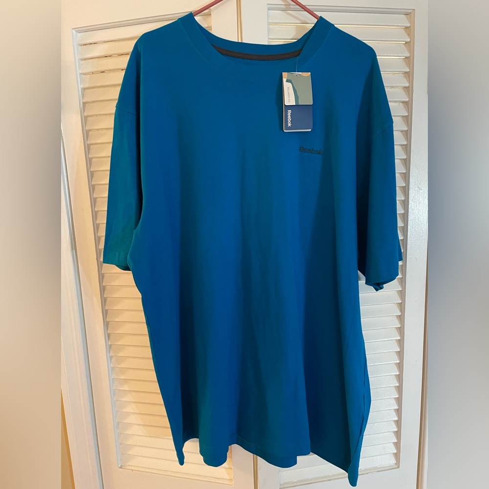Men's 2XL Reebok Relaxed Fit Short Sleeve Cotton Tee in Blue - Tags Still On!